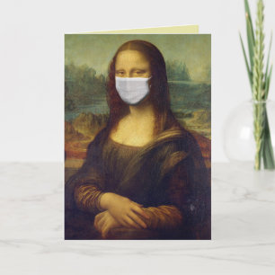 MONA LISA WITH MEDICAL MASK FUNNY BIRTHDAY CARD