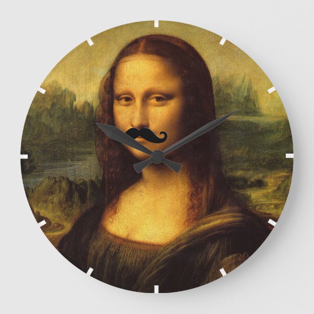 Mona Lisa With Moustache Large Clock (Front)