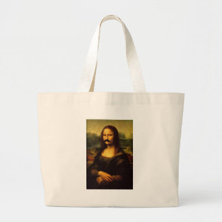 Mona Lisa With Moustache Large Tote Bag