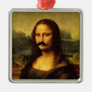 Mona Lisa With Moustache Metal Ornament