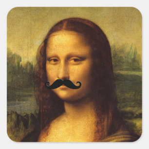 Mona Lisa With Moustache Square Sticker