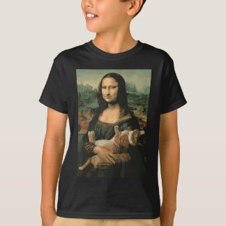Mona Lisa With Orange Cat Funny Art Painting T-Shirt