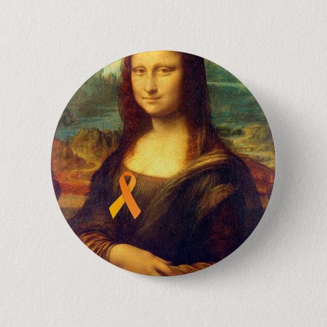 Mona Lisa With Orange Ribbon 6 Cm Round Badge (Front)