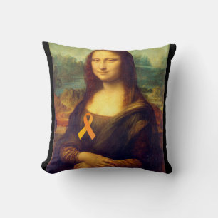 Mona Lisa With Orange Ribbon Cushion