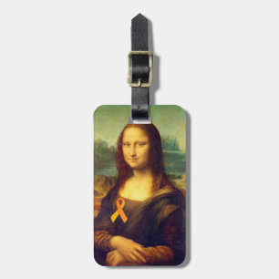 Mona Lisa With Orange Ribbon Luggage Tag