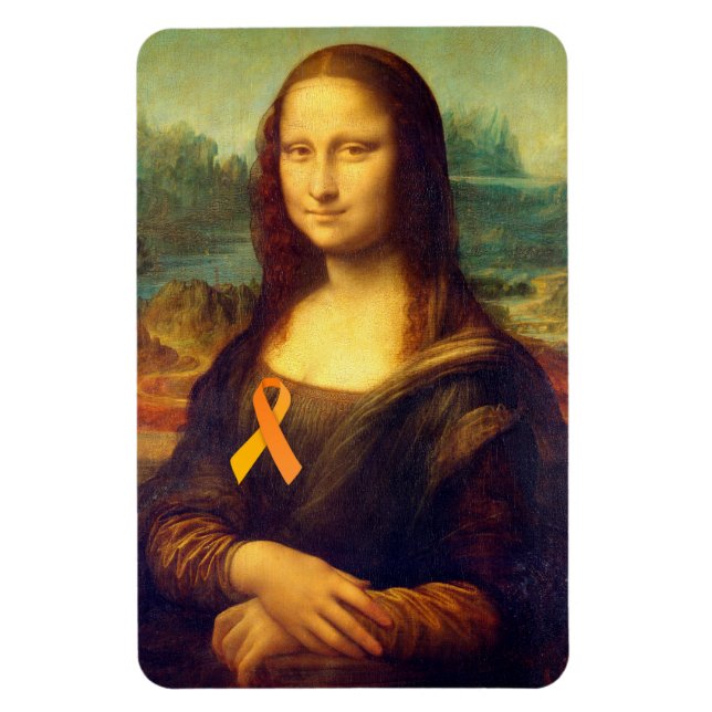 Mona Lisa With Orange Ribbon Magnet (Vertical)