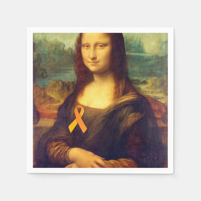 Mona Lisa With Orange Ribbon Napkin (Front)