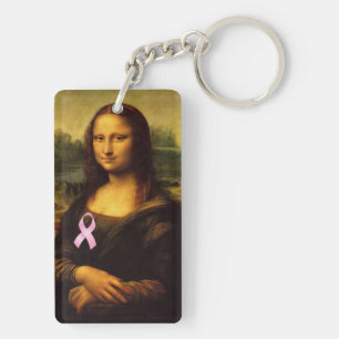 Mona Lisa With Pink Ribbon Key Ring