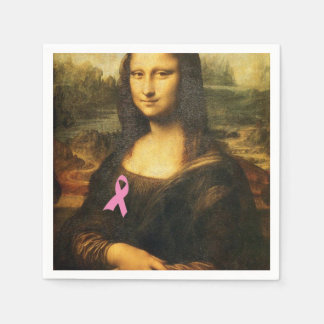 Mona Lisa With Pink Ribbon Napkin