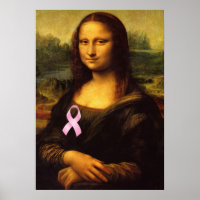 Mona Lisa With Pink Ribbon