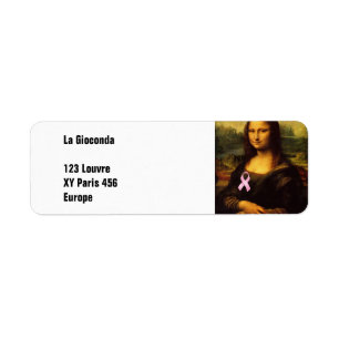Mona Lisa With Pink Ribbon Return Address Label
