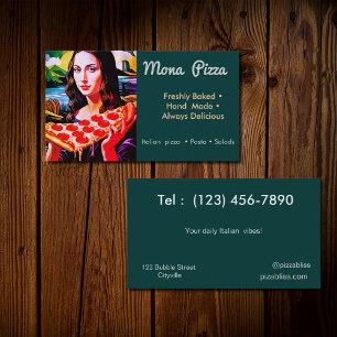 Mona Lisa with Pizza Business Card