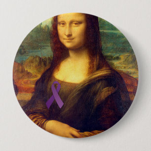 Mona Lisa With Purple Ribbon 10 Cm Round Badge