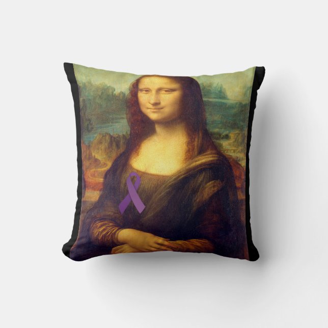 Mona Lisa With Purple Ribbon Cushion (Front)