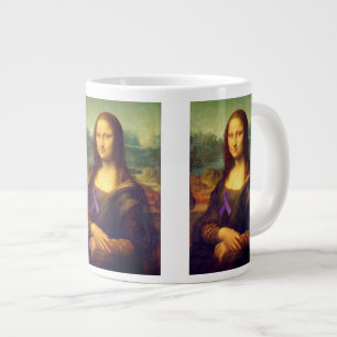 Mona Lisa With Purple Ribbon Large Coffee Mug
