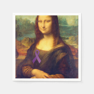 Mona Lisa With Purple Ribbon Napkin
