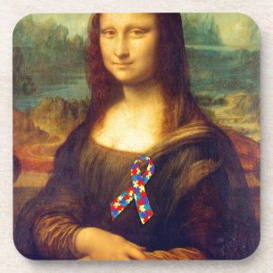 Mona Lisa With Puzzle Ribbon Coaster