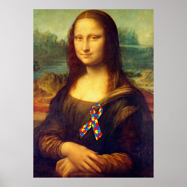 Mona Lisa With Puzzle Ribbon Poster (Front)