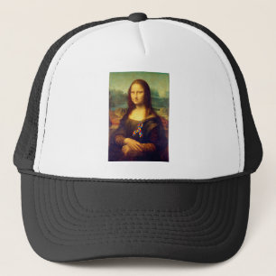 Mona Lisa With Puzzle Ribbon Trucker Hat