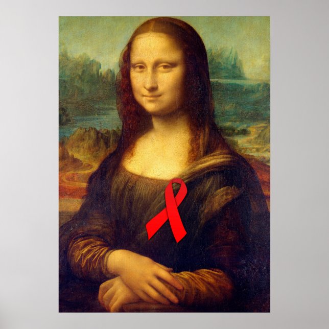 Mona Lisa With Red Ribbon Poster (Front)