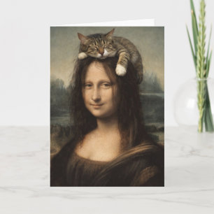 Mona Lisa With Sleeping Cat                        Card