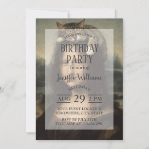 Mona Lisa With Sleeping Cat                        Invitation