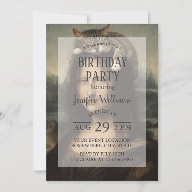 Mona Lisa With Sleeping Cat                        Invitation (Front)