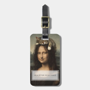 Mona Lisa With Sleeping Cat Luggage Tag