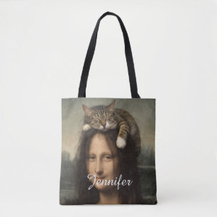 Mona Lisa With Sleeping Cat                        Tote Bag
