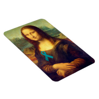 Mona Lisa With Teal Ribbon Magnet