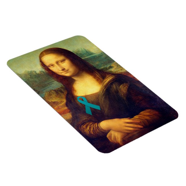 Mona Lisa With Teal Ribbon Magnet (Right Side)