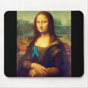 Mona Lisa With Teal Ribbon Mouse Pad