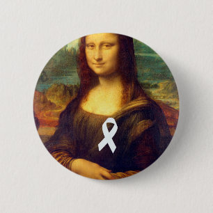 Mona Lisa With White Ribbon 6 Cm Round Badge