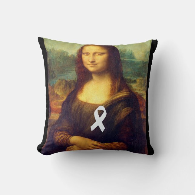 Mona Lisa With White Ribbon Cushion (Front)