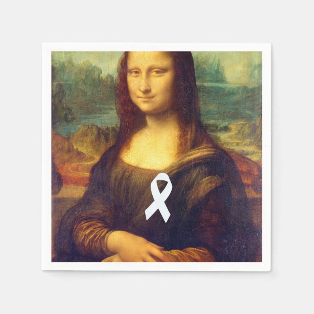 Mona Lisa With White Ribbon Napkin (Front)