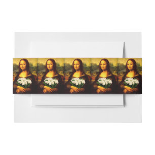 Mona Lisa With White Roses Invitation Belly Band