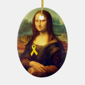 Mona Lisa With Yellow Ribbon Ceramic Tree Decoration