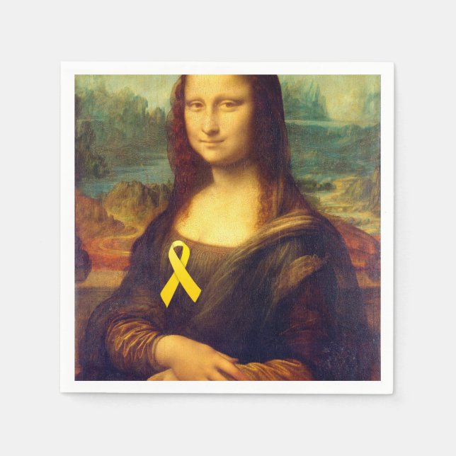 Mona Lisa With Yellow Ribbons Napkin (Front)