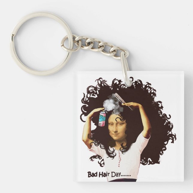 Mona Lisa's Bad Hair Day Key Ring (Front)