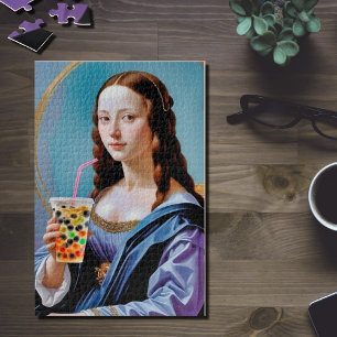 Mona Lisa's Bubble Tea Moment – 1014-Piece Jigsaw  Jigsaw Puzzle