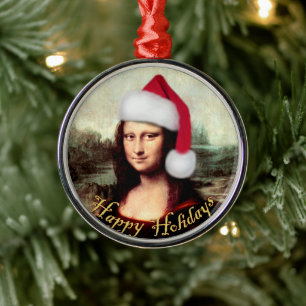 Mona Lisa's Christmas Metal Ornament
