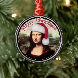 Mona Lisa's Christmas Metal Ornament