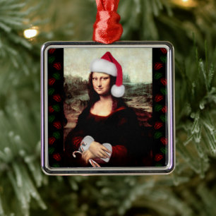 Mona Lisa's Christmas Metal Ornament