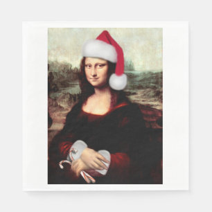 Mona Lisa's Christmas Santa Hat Napkin