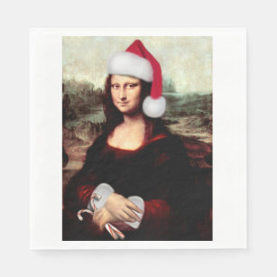 Mona Lisa's Christmas Santa Hat Napkin