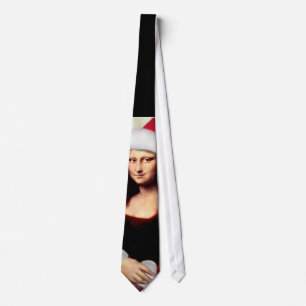Mona Lisa's Christmas Santa Hat Tie