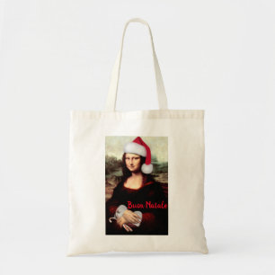 Mona Lisa's Christmas Santa Hat Tote Bag
