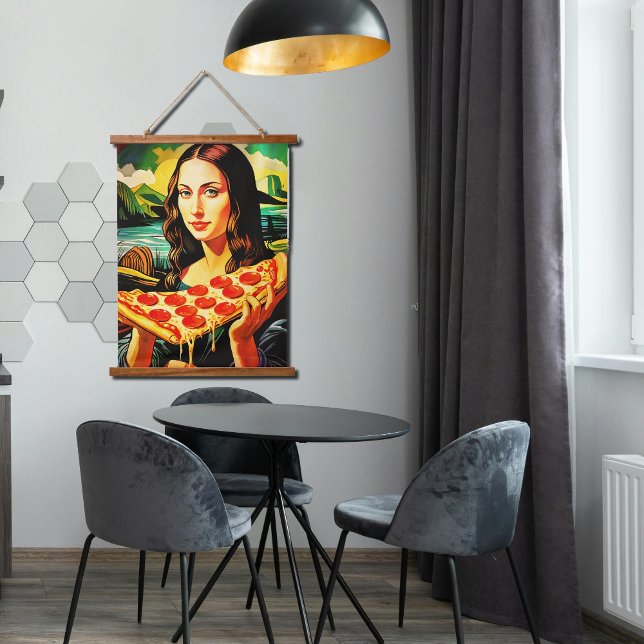 Mona Lisa's  funny pizza moment  Hanging Tapestry (Creator Uploaded)