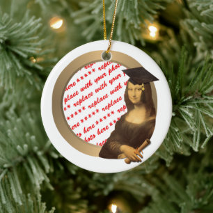 Mona Lisa's Graduation Day Photo Frame Ceramic Ornament