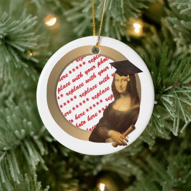 Mona Lisa's Graduation Day Photo Frame Ceramic Ornament (Tree)